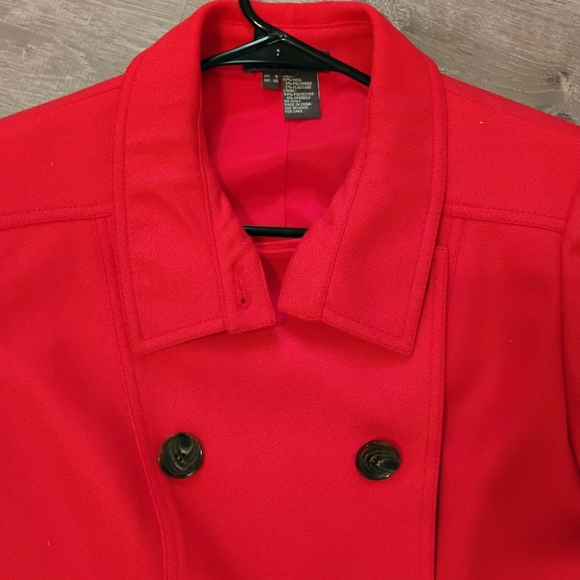Per Se Red Wool Peacoat Jacket 8 Christmas Holiday Work Chic Classy Sophisticate - Picture 9 of 14